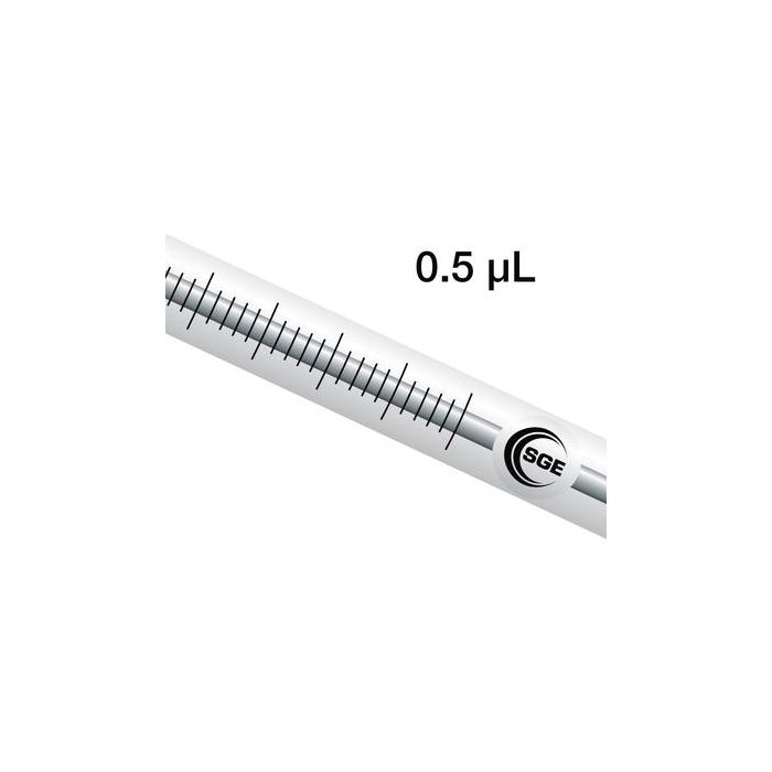 Trajan SGE 0.5 µL NanoVolume PerkinElmer syringe with 7 cm 0.4 7 mm OD cone tipp...