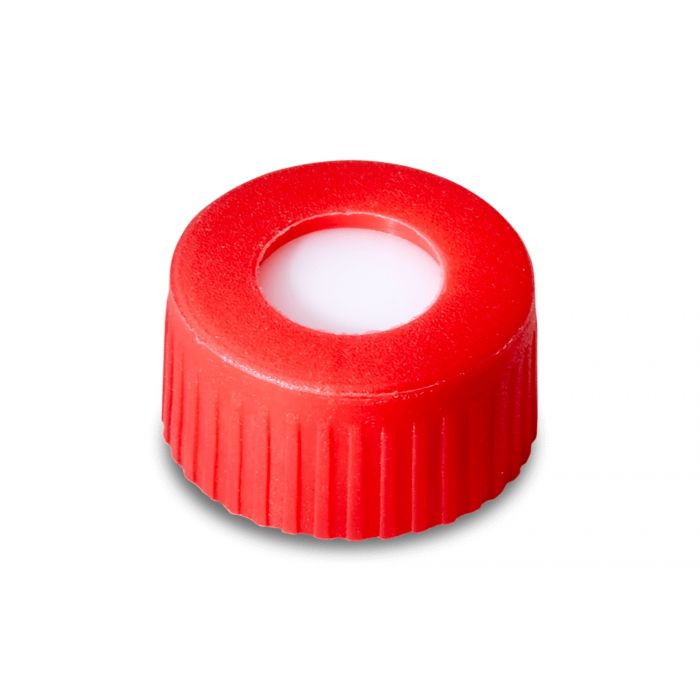 Red, 12 x 32 mm Screw Neck Cap and PTFE/Silicone Septum, 100