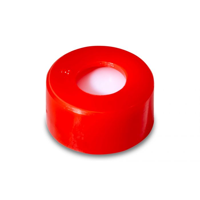 Waters Red, 12 x 32 mm Snap Neck Cap and Preslit PTFE/Silicone Sept