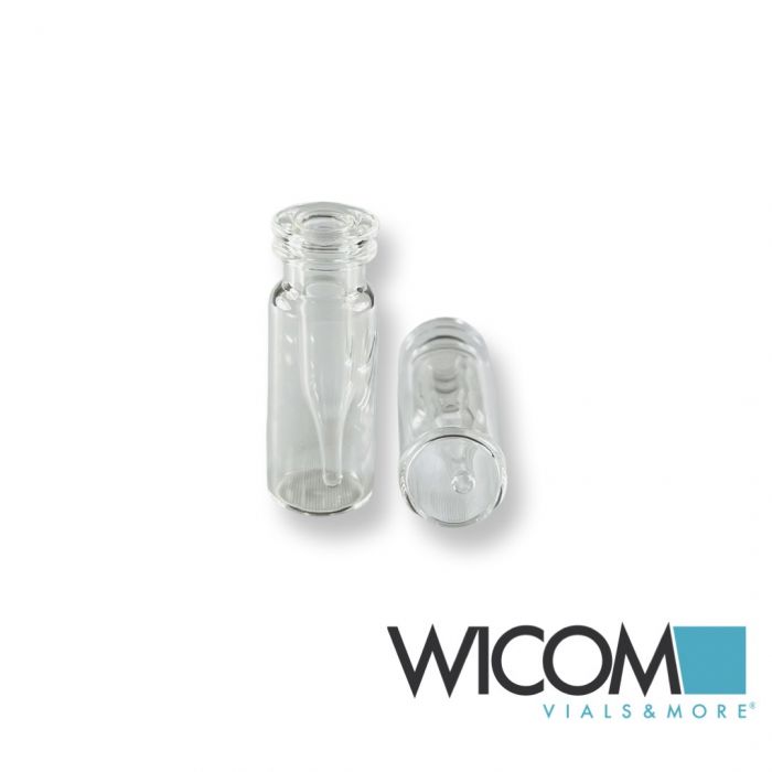 WICOM 11mm CRIMPSNAP vials, clear glass, 2ml, 12x32mm, with pre assembled 350µl ...