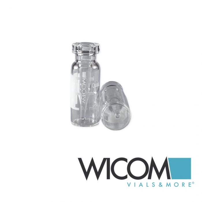 WICOM 11mm crimp vials, clear glass, 2ml, with write-on patch with pre inserted ...