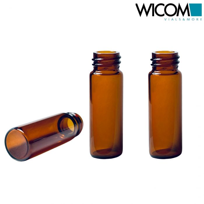 WICOM 4ml screw top vials, amber glass, 15x45mm pack of 100