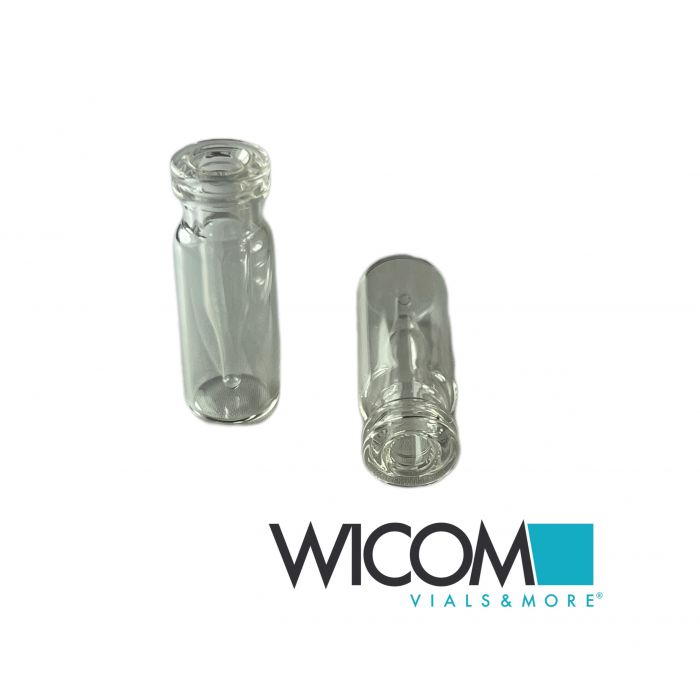 WICOM flacon col à clipser, 11mm, 0.3ml, verre transparent, avec zone de marquag...