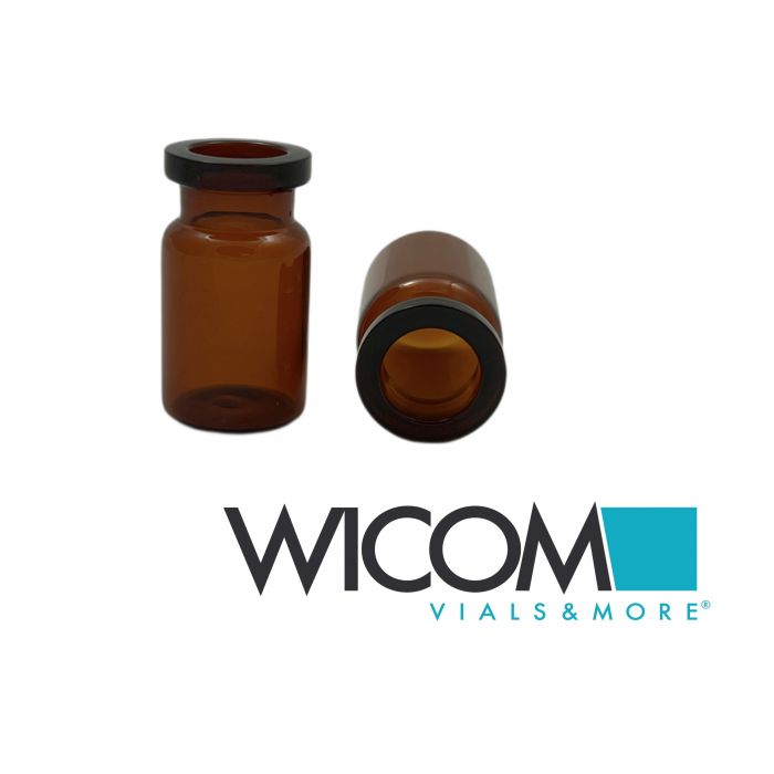 WICOM crimp vial, 20mm, 5ml, amber glass, 20.5x37.5mm