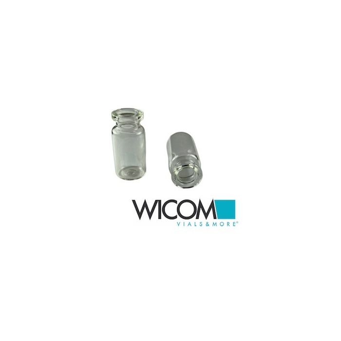 WICOM 20mm Crimp Vial (Rollrandflasche), Klarglas, 10ml, 45.5mm (H) x 22.0mm (AD...