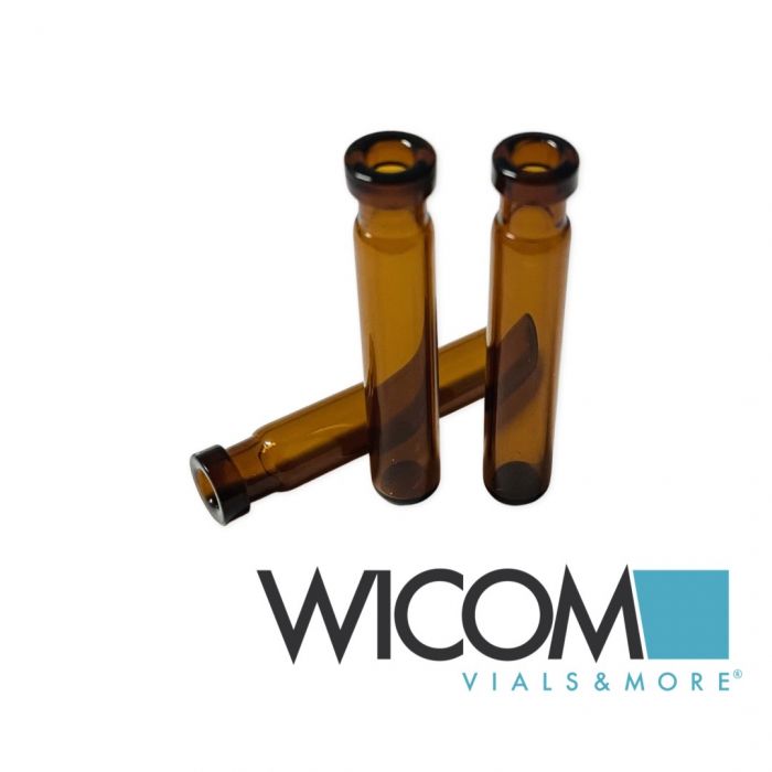 WICOM 8mm crimp vial, brown glass, flat bottom, 7x40mm, 0.8ml