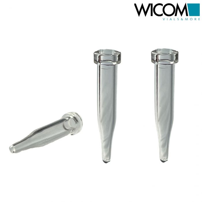 WICOM 8mm crimp vial, clear glass, 0.2ml, conical, 6x32mm