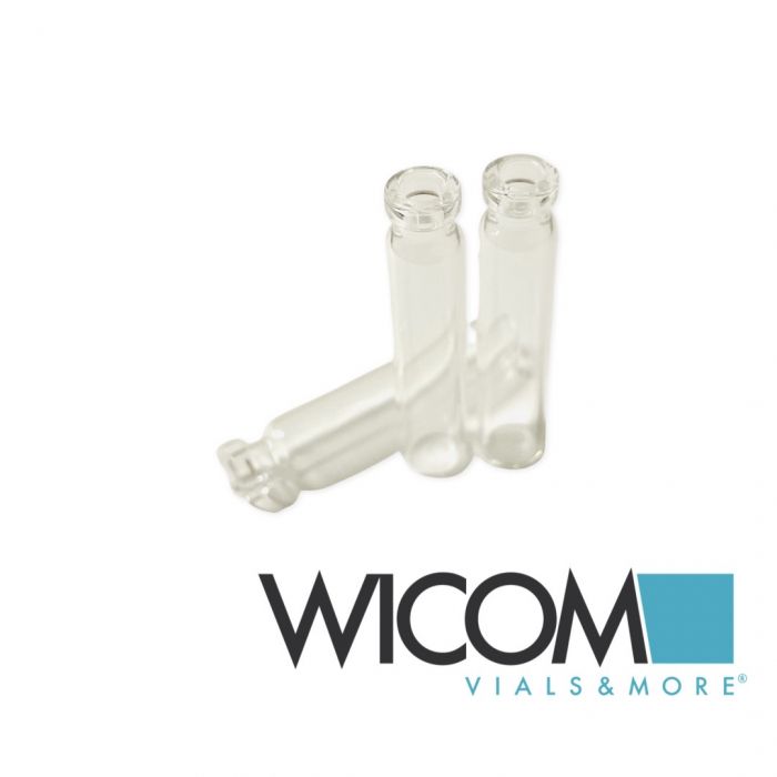 WICOM 8mm crimp vial, clear glass, flat bottom, 8 x 40mm