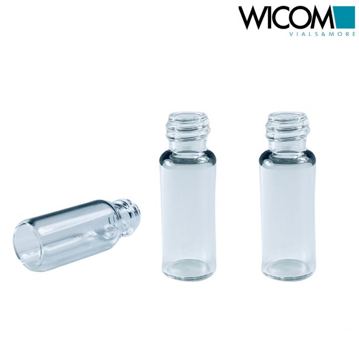 WICOM screw vial, 1,5ml volume, 8mm (clear) in DAB-10 quality. Packed in plastic...