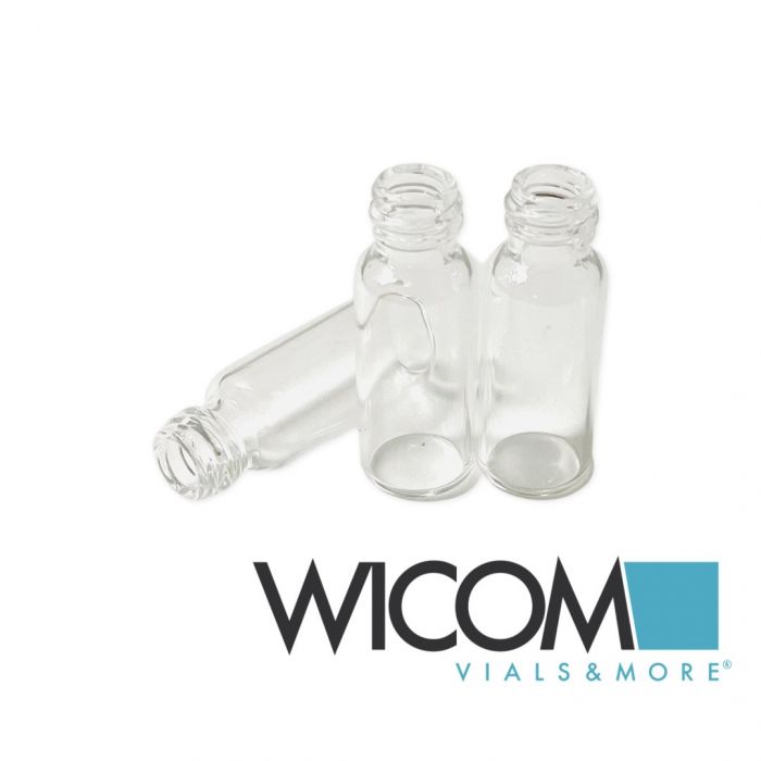 WICOM screw vial, 1,5ml volume, 8mm (clear) in DAB-10 quality. Packed in plastic...