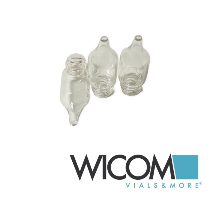 WICOM 8mm screw vial, 1.1ml, clear glass, conical bottom