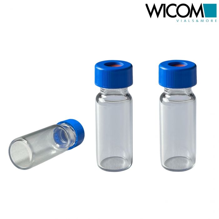 WICOM 2ml screw vials with caps, inludes 9mm screw vial in clear glass and pre s...