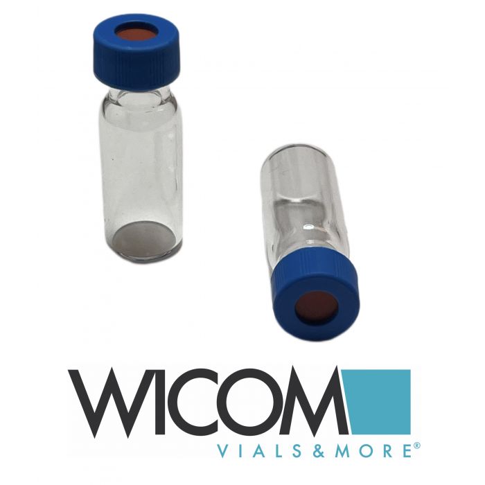 WICOM 2ml screw vials with caps, inludes 9mm screw vial in clear glass and pre s...