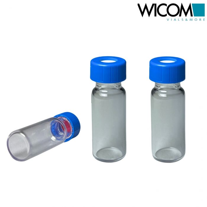 WICOM 2ml screw vials with caps, includes 9mm screw vials in clear glass and pre...
