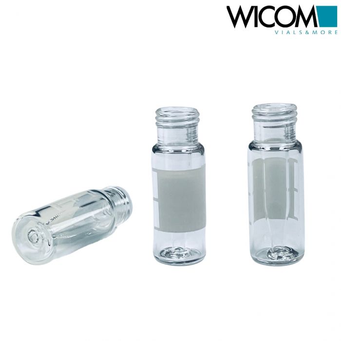 WICOM 9mm short thread screw vial, clear glass, with write-on patch, with 200µl ...