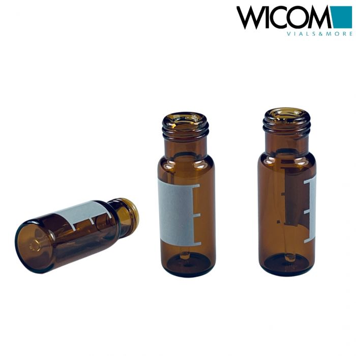 WICOM screw vial, 9mm short thread, amber glass, with write-on patch, with 300µl...