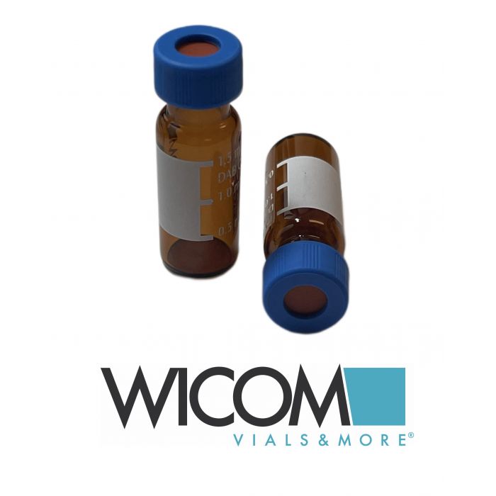 WICOM 2ml screw vial with caps, includes 9mm screw vials in amber glass and pre ...