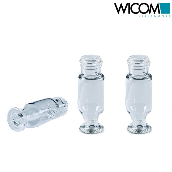 WICOM 9mm screw vial, 1.1ml Micro-V vial, clear glass