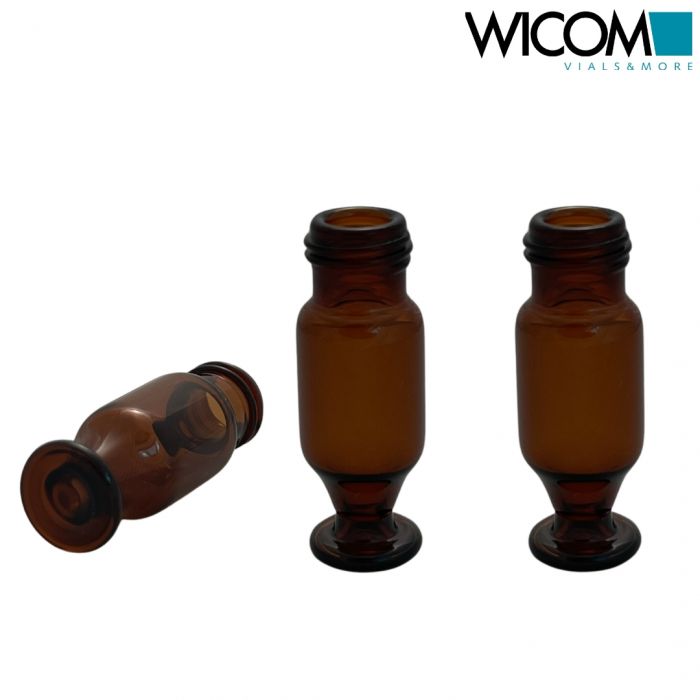 WICOM 9mm screw vial, 1.1ml Micro-V vial, amber glass