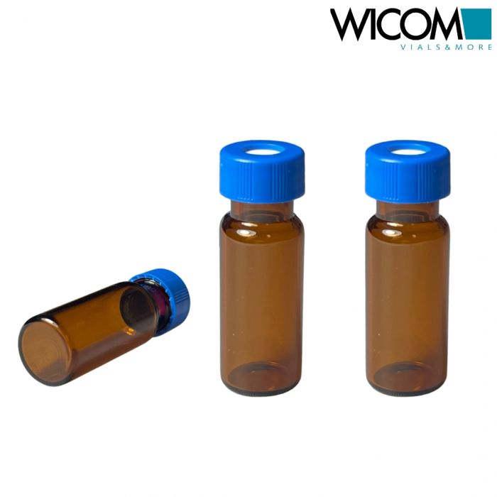 WICOM 9mm Schraubvial (Gewindeflasche), Braunglas, 2ml (1.5ml) 6mm weite Öffnung...
