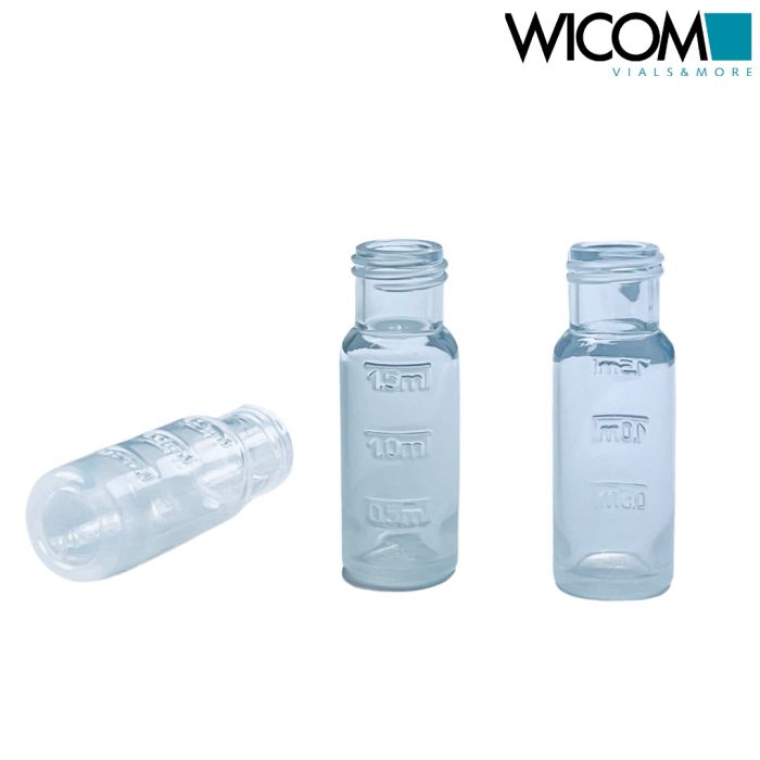 WICOM screw vial, PP (Polypropylen), 1,5ml, 11.5x32mm, 9mm short thread, transpa...