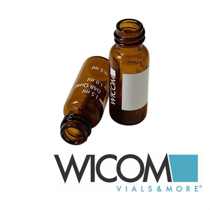 WICOM screw vial, 1,5ml volume, 8mm (brown) with write-on patch