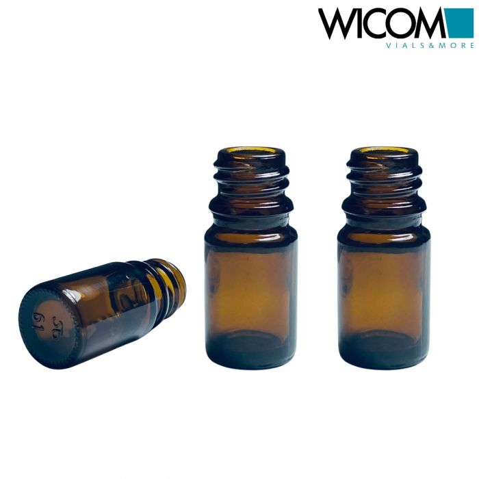 WICOM screw vial, 6ml, amber glass, 18mm thread 22x48mm