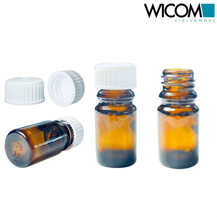 WICOM Combipack composed of 18mm screw vial in amber glass (6ml) and closing cap...