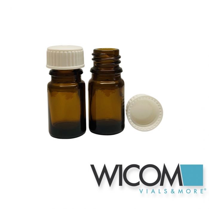 WICOM Combipack composed of 18mm screw vial in amber glass (6ml) and closing cap...