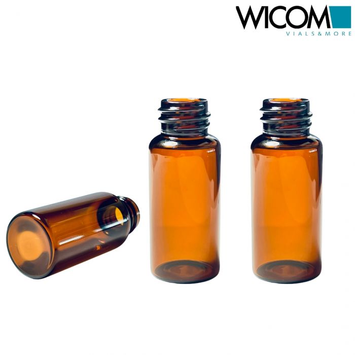 WICOM screw vial, 12ml, amber glass, 18mm thread 25x60,5mm