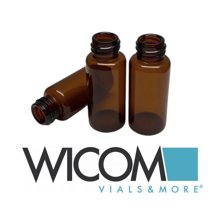 WICOM screw vial, 12ml, amber glass, 18mm thread 25x60,5mm