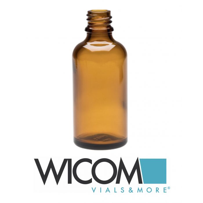 WICOM screw vial, 55ml, amber glass, 18mm thread 38x92mm