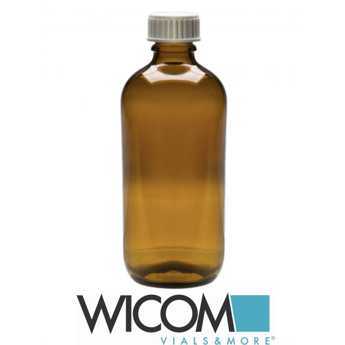 WICOM screw vial, 100ml, amber glass, 18mm thread 47x111mm