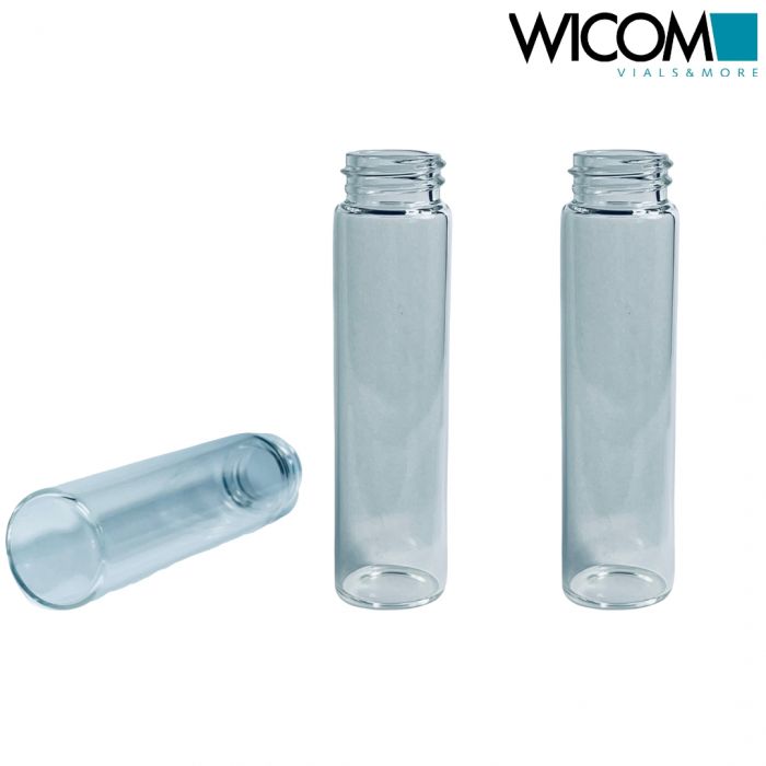 WICOM 20mm Schraubvial (Gewindeflasche), Klarglas, 24ml, 86mm x 22,75mm Probenfl...