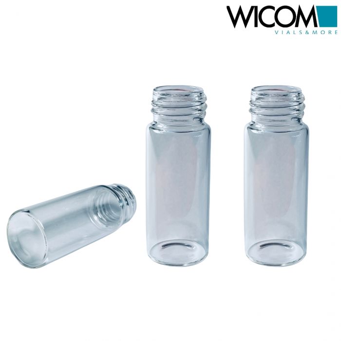WICOM EPA-screw vials, 30ml, clear glass, 24mm thread, 27.5x72.5mm