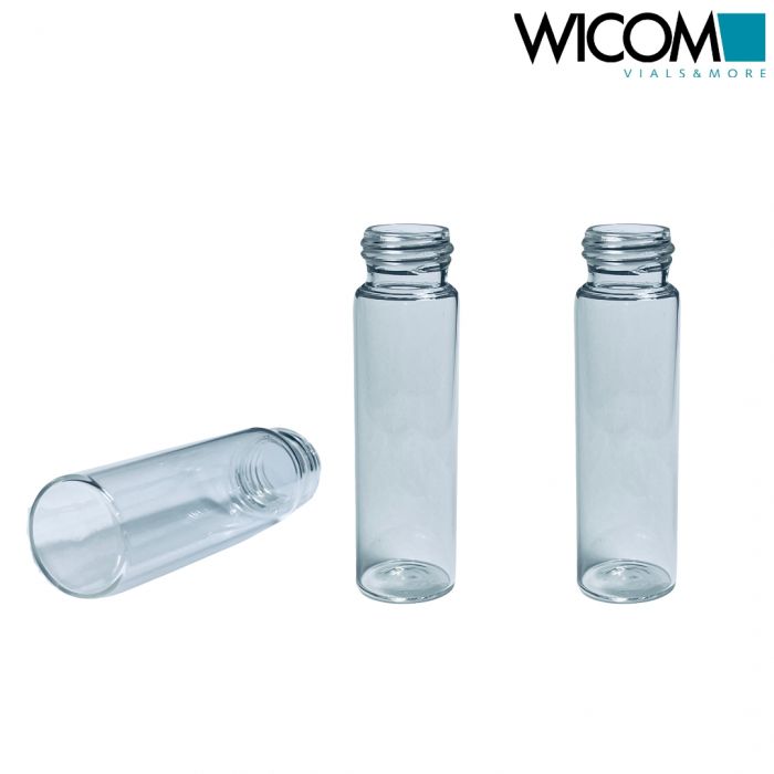 WICOM flacon col à visser, 40ml, filetage 24mm, EPA, verre transparent, 27.5x95m...