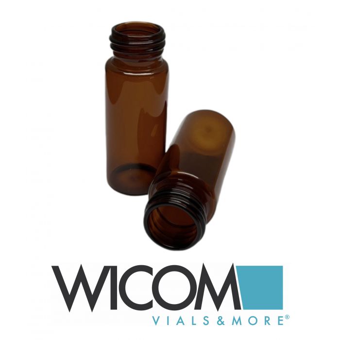 Flacon WICOM col à visser, EPA, 30ml, verre ambré, 72,5x27.5mm filetage 24mm