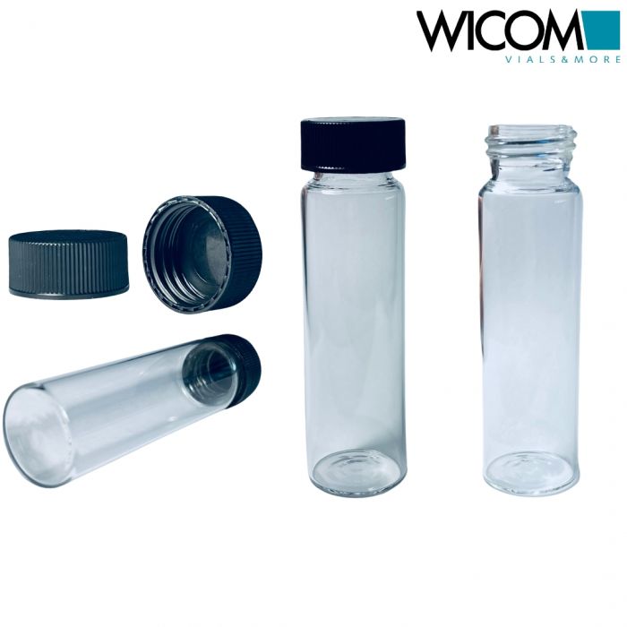 WICOM Combipack with EPA-screw vials, 40ml, clear glass, 27.5x95mm and screw cap...