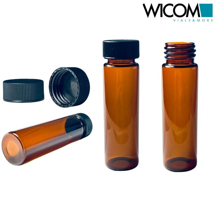 WICOM Combipack with EPA-screw vials, 40ml, amber glass, 27.5x95mm with screw ca...