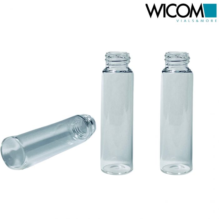 WICOM flacon col à visser, 12ml, filetage 15mm, 19v66mm verre transparent