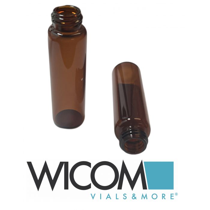 WICOM screw vial, amber glass, 12ml, 15mm thread, 19x66mm (height 65 +- 1mm, dia...