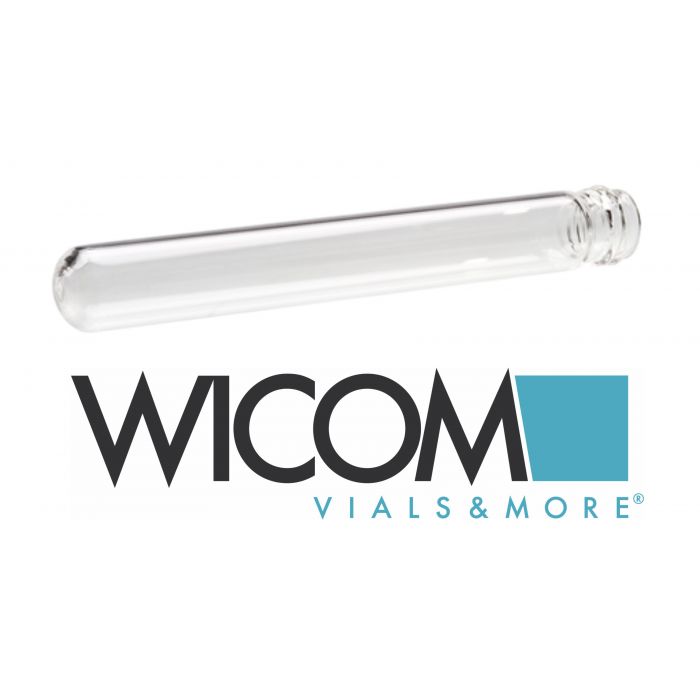 WICOM 8ml screw vial with 13mm thread, clear glass, 100mm height, round bottom G...
