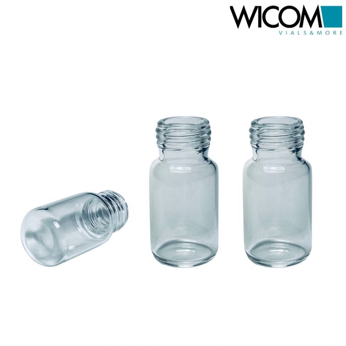 WICOM 18mm Schraubvial (Feingewindeflasche), Klarglas, 10ml, 46mm x  22,5mm, Pro...
