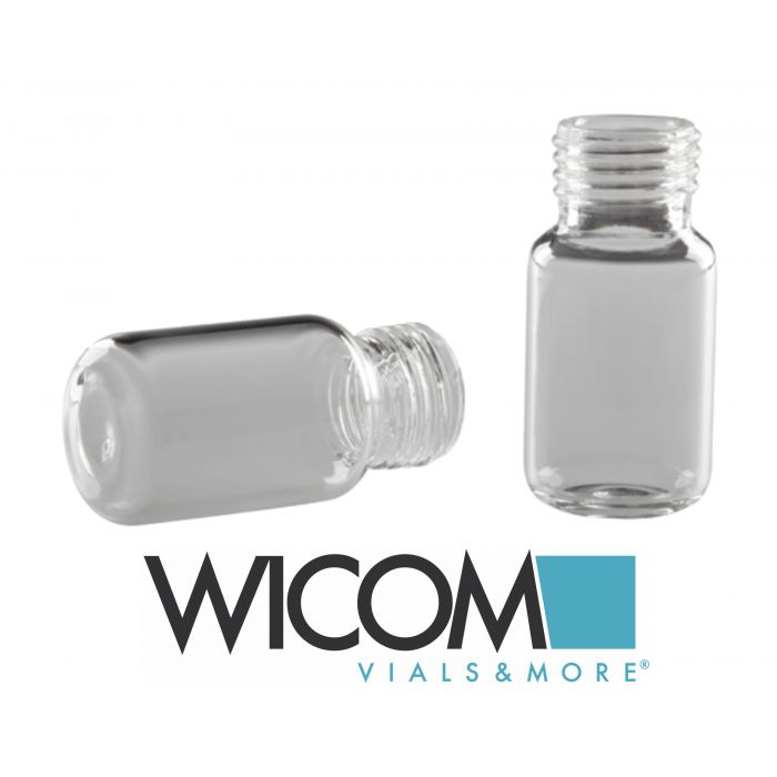 WICOM screw vial, 10ml, 18mm fine thread, clear glass, 22.5x46mm