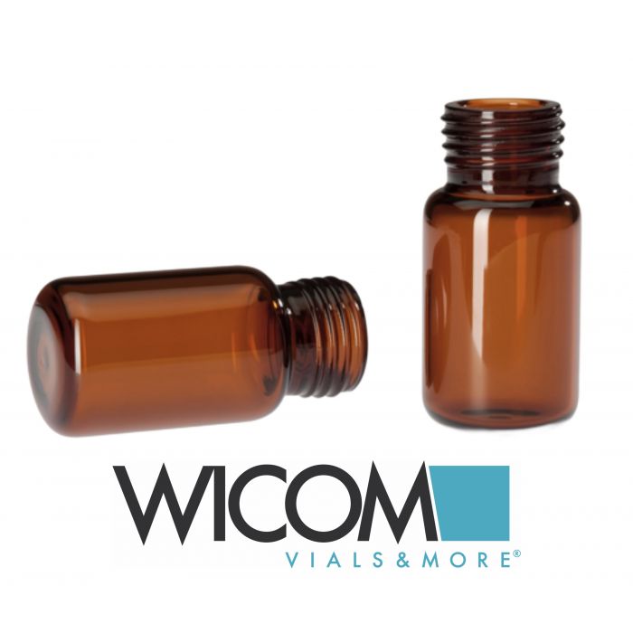 WICOM screw vial, 10ml, 18mm fine thread, amber glass, 22.5x46mm