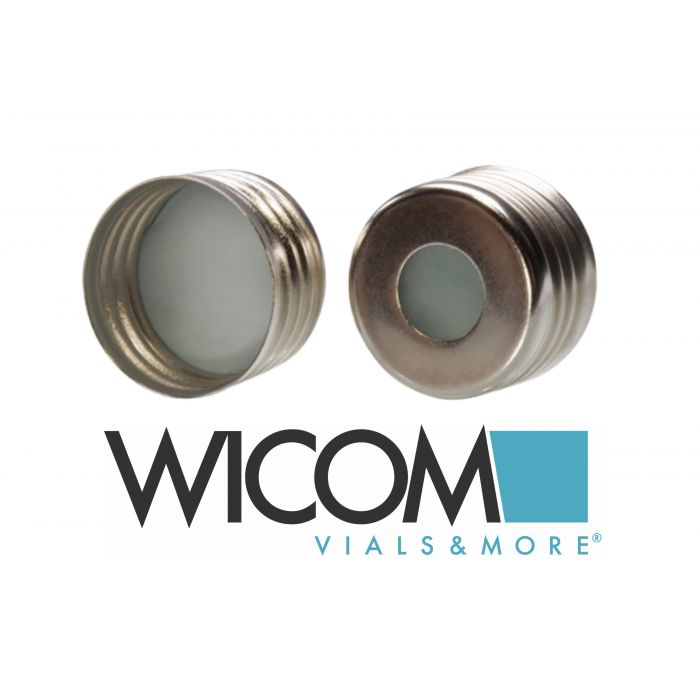 WICOM Screw cap 18mm, magnetic, 1.3mm Silicone/PTFE septum, transparent/blue, 35...