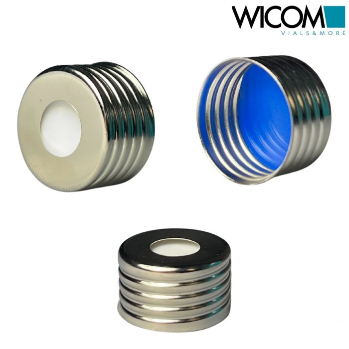 WICOM Screw cap, magnetic, 18mm, with Silicone/PTFE septum (blue/white), 1.5mm t...