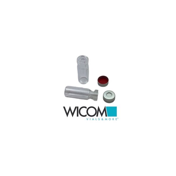 WICOM 2ml crimp vials with caps, includes 11mm crimp vial in clear glass and pre...