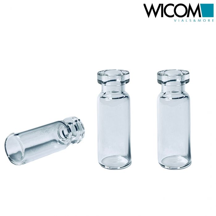 WICOM crimp vials, 11mm, 2ml, clear glass, 12x32mm, with 5mm small opening, in D...