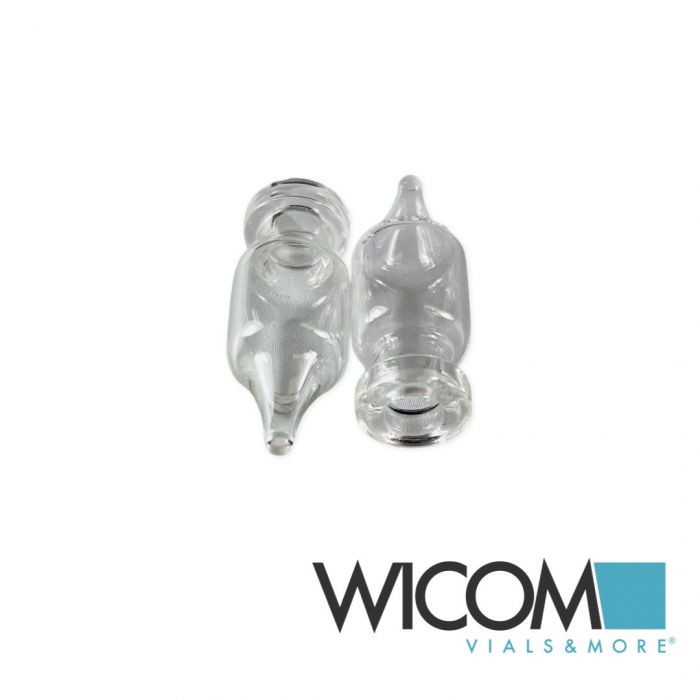 WICOM crimp vial, 11mm, 1.1ml, clear glass, conical bottom